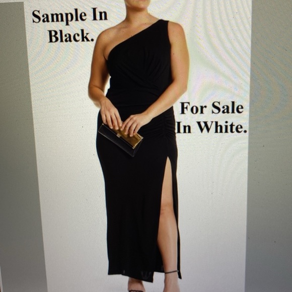 ABS Stunning White Matte Jersey One Shoulder Evening Gown Size 1X - Picture 1 of 8